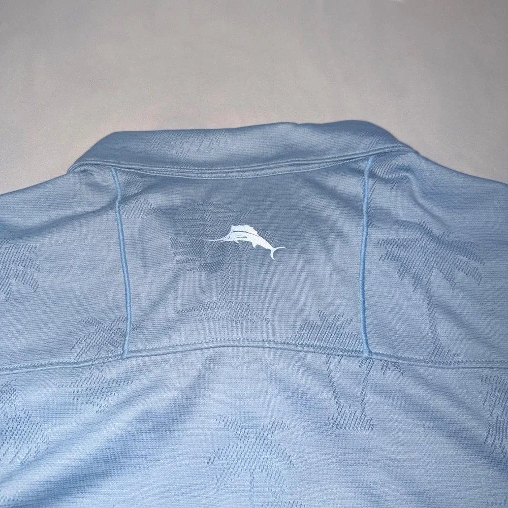 Tommy Bahama Polo Shirt Mens XXL Blue Palm Tree IslandZone Performance Golf